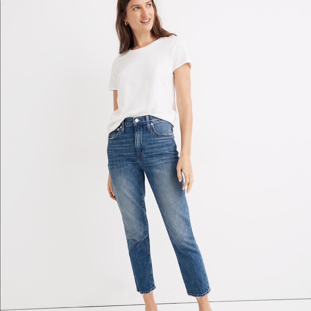 Madewell high rise slim boy jean in Lavern wash